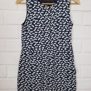 J. Crew Navy and White Heart Print Dress